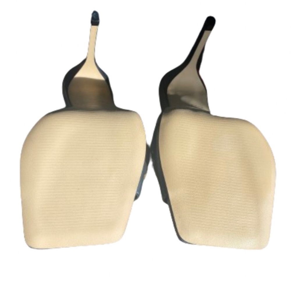 Aldo High Heel Black Leather Square Toe Sandals /Mules w/ Gold Chain Size 6.5 - Picture 8 of 12